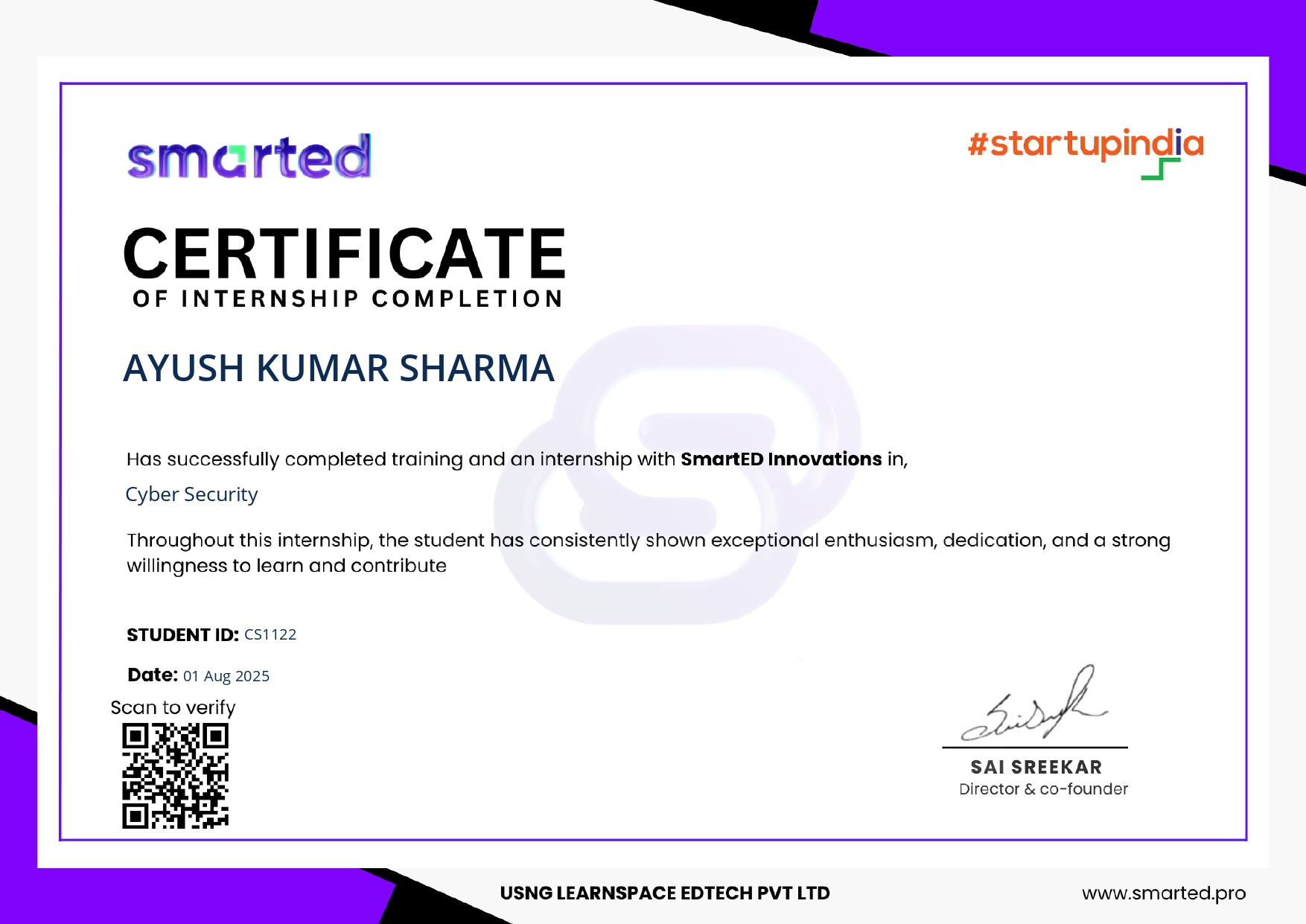 SmartEd Internship Certificate